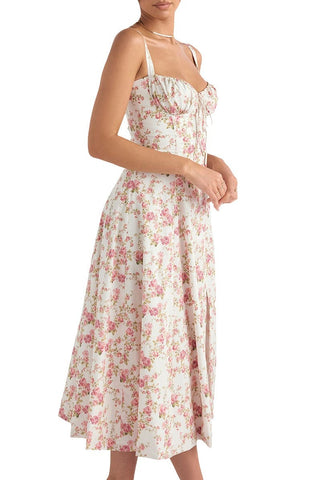 Floral Bustier Midriff Waist Shaper Dress | Clearance Sale